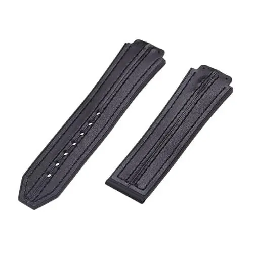 Produktbild: ROUHO 26 x 19 mm Leder Uhrenarmband Ersatz Uhrenzubehör Uhrenarmband Uhrenarmband für HU-BL-OT B-I-G B-A-N-G-Schwarz