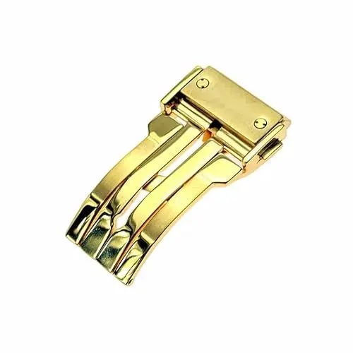 Produktbild: ROUHO Edelstahl Uhrenarmband Schnalle Faltschließe Schnellverschluss für HUB-LOT B-I-G B-A-N-G Classic Fu-sion Series-Gold 22mm