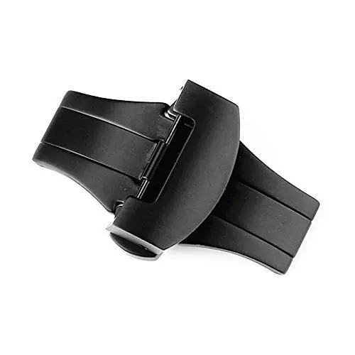 Produktbild: ROUHO Edelstahlkläger Schnallen Silikonschnallen Black Watch Buckle Für Panerai-Schwarz 22mm