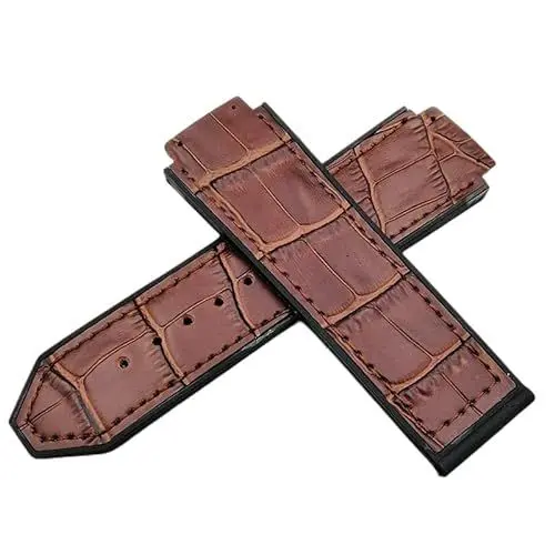 Produktbild: ROUHO Uhrenarmband aus echtem Leder 25 x 19 mm Uhrenzubehör für HUB-LOT B-I-G B-A-N-G Fu-sion Series-Braun