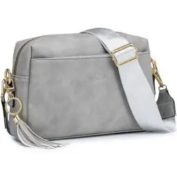 Produktbild: Roulens Kleine Umhängetasche für Damen mit 3 Fächern mit Reißverschluss, Umhängetasche für Damen aus PU-Leder, Handtasche, Damen, Schulterriemen mit breitem verstellbarem und abnehmbarem Gurt,