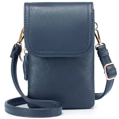 Produktbild: Roulens kleine Handy Umhängetasche Damen, Handytasche mit Geldbörse zum Umhängen, PU Leder Tasche damen für Frauen Designer, verstellbarer Riemen und Schlüsselanhänger