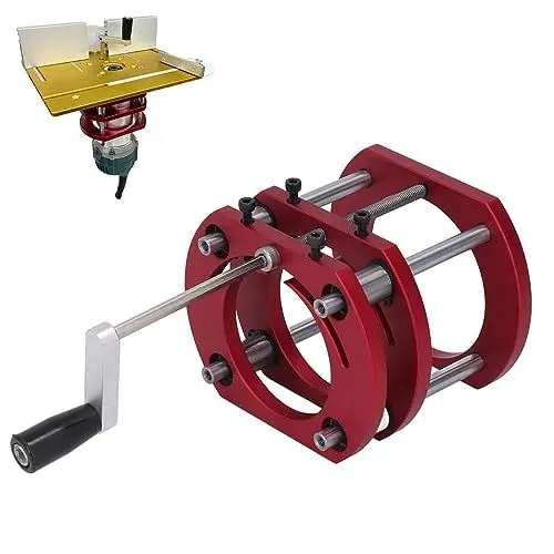 Produktbild: Router-Lift-Basis, 4-Backen-Klemm-Frästisch-Hubbasis für Motor mit 64-66 Mm Durchmesser, Oberfräser-Hebesystem-Kit aus Metall für Oberfräser-Tischkreissäge-Einsatz-Grundplatte