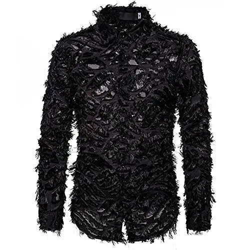 Produktbild: Routinfly Langarm-Blusen für Männer, handgefertigte dreidimensionale Federn für Männer, Turndown-Hemd, Top-Bluse, Flanellhemd Winterjacke Trainingsanzug Tshirt