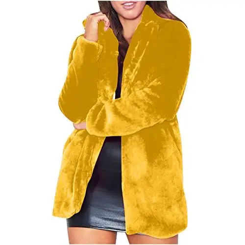 Produktbild: routinfly Trenchcoats für Damen Kunstpelzjacke für Damen, mittellange, lockere, weiche, reflektierende Jacke aus Kaninchenfell