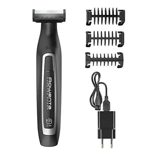 Produktbild: Rowenta Forever Sharp Bartschneider TN6000, Einstellbare Bartlängen: 1, 3, 5mm, 120 Min. Laufzeit, Batteriestandanzeige, Edelstahlklingen, kabellose Anwendung, Trimmen und Rasieren, Schwarz