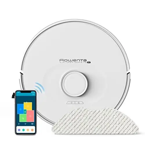 Produktbild: Rowenta RR8567 X-Plorer Serie 75 4-in-1 Wisch- & Saugroboter | Laser-Navigationssystem | 3 Reinigungsmodi | Teppicherkennung | 120 Min. Laufzeit | 4 Std. Ladezeit | 0,3 L Staubbehälter | Weiß