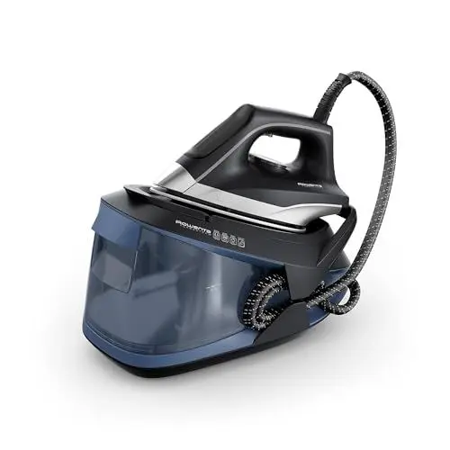 Produktbild: Rowenta VR8325 Turbosteam Dampfbügelstation, 2600 Watt, 120 g/Min. konstanter Dampf, 350 g/Min. extra Dampfstoß, schnellaufheizend, 1,7 L Wassertank, Antikalk-System, Eco-Modus, Schwarz/Blau