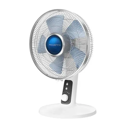Produktbild: Rowenta VU2731 Turbo Silence Extreme+ Tischventilator | leistungsstark | leise mit nur 38 dB(A) | geringer Energieverbrauch | 4 Geschwindigkeiten | automatische Oszillation | sicher | Weiß