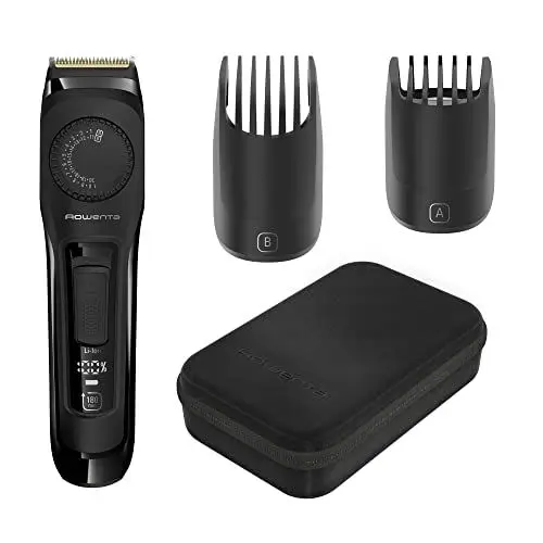 Produktbild: Rowenta Virtuo Bartschneider, 39 Einstellungen für jede Bartlänge (0,5 bis 20 mm), Titan-Klingen, 180 min Akkulaufzeit, Reiseetui, Schwarz, TN3841F4