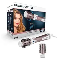 Produktbild: Rowenta Brush Activ Premium Care rotierende Warmluftbürste, mit Naturborsten, Kaschmir-Keratin- und Arganöl-Beschichtung, 2 Bürstaufsätze inklusive, 3 Stufen, Föhnbürste, weiß/kupfer, CF9540