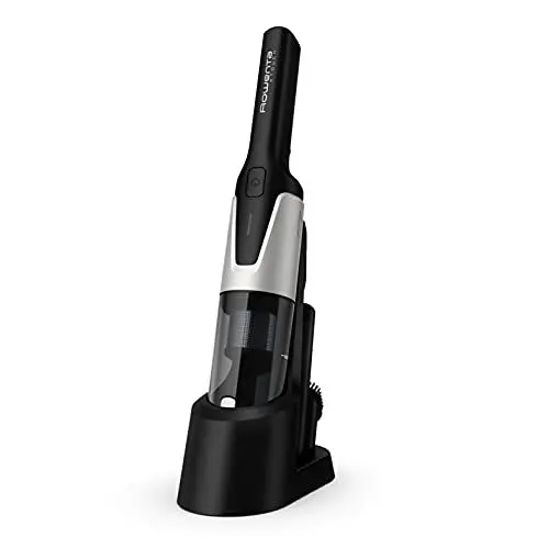 Produktbild: Rowenta AC9736 X-Touch Handstaubsauger (kompakt, Ein-Knopf-Bedienung, zylindrisches Design, digitaler Motor, LED-Warnleuchten, inkl. kleine Bürste und Fugendüse) Grau/Weiß