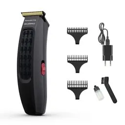 Produktbild: Rowenta x KARL LAGERFELD Cut & Style Haarschneider, 3 Kämme, Titaniumklingen, LED Batterieanzeige, 90 min Akkulaufzeit, Schwarz/Rot, TN182LF0