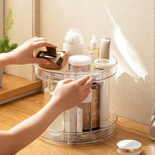 Produktbild: ROWNYEON Hautpflege-Organizer, drehbarer Organizer, drehbarer Make-up-Organizer, Badezimmer-Theke, Organizer, Parfüm-Organizer, Küchenaufbewahrung