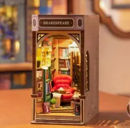 Produktbild: ROWOOD Book Nook Kit Buchhandlung, DIY Miniature Room, Puzzle Haus Diorama Modell Bausätze Mit LED-Leuchten, Bücherregal Dekor Geschenk