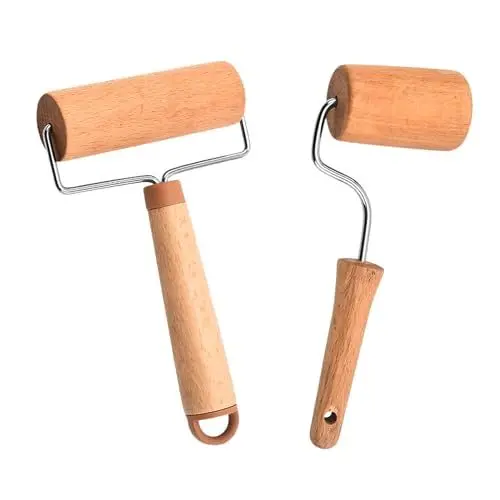 Produktbild: RoxNvm Nudelholz, 2 Stücke teigroller, Kleine und mittlere teigrolle, teigroller holz Geeignet zum Ausrollen von Teig mit der Hand, Pizza, Desserts und Knödelhäuten (mit Aufhängeloch)