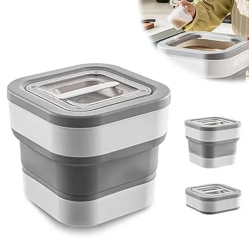 Produktbild: RoxNvm hundefutter aufbewahrung, Zusammenklappbarer futtertonne, 10L futterbox hund, Gut verschließbare tierfutterbehälter Kann Katzenfutter, Hundefutter, Tierfutter, Reis und Müsli