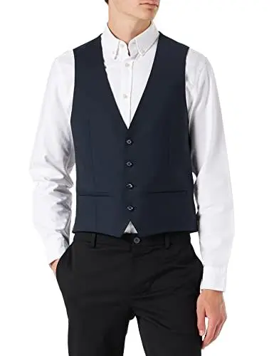 Produktbild: Roy Robson Herren Slim Anzugweste, Blau (Dunkelblau 19), 110