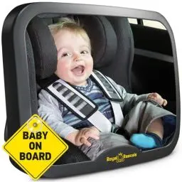 Produktbild: ROYAL RASCALS Baby Auto Spiegel - Rückspiegel für rückwärts gerichtete Kindersitze - SCHWARZ - Passt in jede verstellbare Kopfstütze - Dreh- und Kippunktion - Splitterfrei - PREMIUM SICHERHEITSPRODUKT