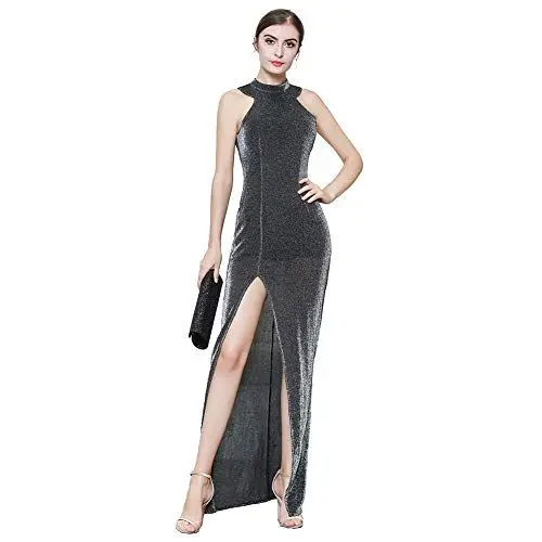 Produktbild: ROYAL SMEELA Abendkleider Damen Bodycon Ärmellos Lange Abendkleid Elegant Cocktail Schlitz Maxi Kleid Schulterfrei Prom Gala Party Kleid Performance Tanzkleid langes Kleid Schlitz ärmelloses Kleid