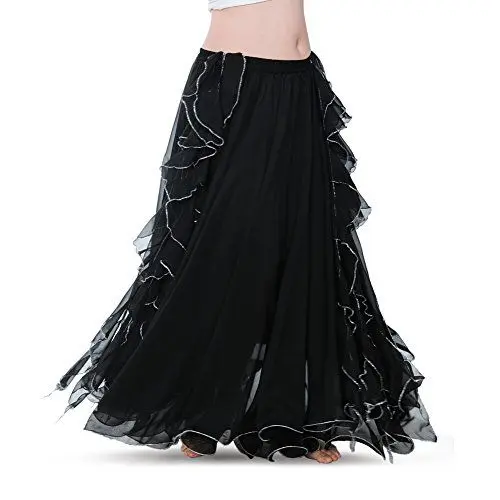 Produktbild: ROYAL SMEELA Chiffon Bauchtanz Rock Damen Gute Qualität Bauchtanz Kostüm Damen Ausbildung Tanzkleid Bauchtanz Maxi Rock Chiffon Flamenco Rock Lang Bauchtanz röcke Bauchtänzerin Rock für Frauen