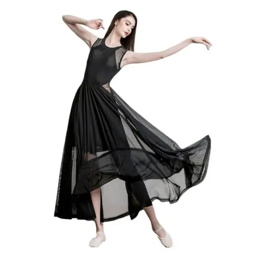 Produktbild: ROYAL SMEELA Mesh Lyrischer Tanz Kostüme Frauen Lyrical Dance Kleid Modernes Zeitgenössisches Kleid Damen Moderne Tanzkleidung Lyrischer Tanzen Kleid