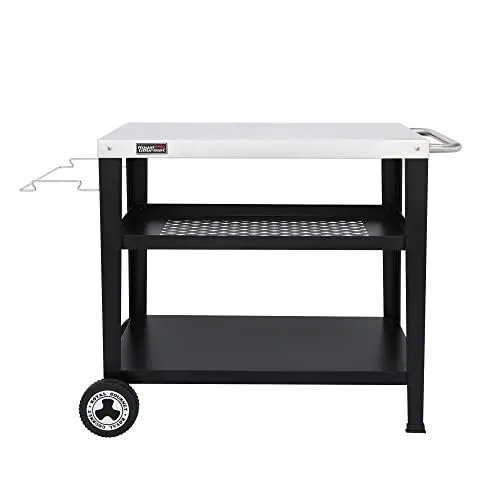 Produktbild: Royal Gourmet PC3404S Rollbarer Esstisch mit Müllbeutelhalter, für den Außenbereich, Garten, Terrasse, Grill, Küche, Lebensmittelzubereitungswagen, 76,2 cm L x 48,3 cm B, Edelstahl-Tischplatte, Silber