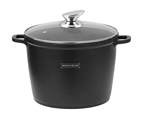 Produktbild: Royalty Line® AD28M Kochtopf mit Glasdeckel, Antihaftbeschichteter, Induktionsgeeignet, 10.5 Liter, 28 cm, Schwarz
