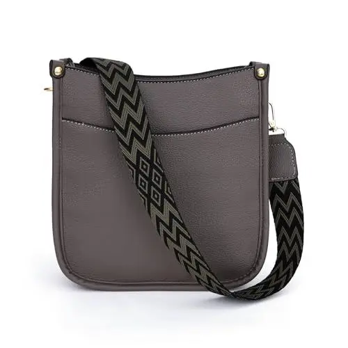 Produktbild: RQJZ kleine Handtasche Damen Umhängetasche Damen Mittelgroß Crossbody Bag Klein PU Leder Damen-Schultertaschen mit breitem Gurt Geschenk für Frauen Grau