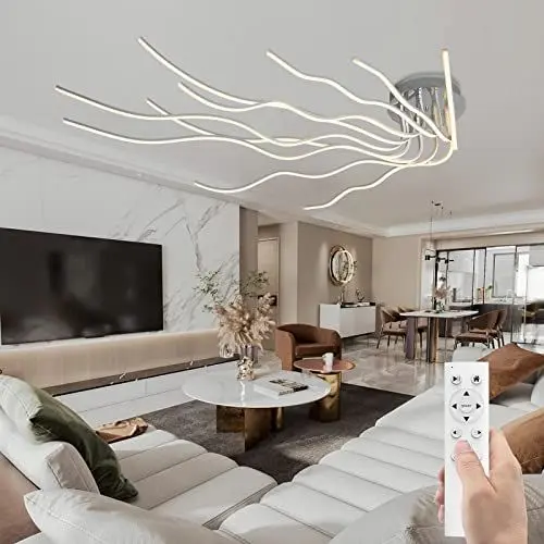 Produktbild: RRBEST LED Modern Deckenleuchte LED Wohnzimmerlampe Deckenleuchten Dimmbar mit Fernbedienung 10-Flammige Schlafzimmerlampe Aluminium Kronleuchter