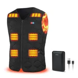 Produktbild: Rrtizan Beheizte Weste für Damen und Herren mit Powerbank, ärmellose USB elektrisch beheizte Jacke mit 3 Temperaturstufen und 12 Heizzonen, waschbarer beheizter Körperwärmer für draußen，0086-M