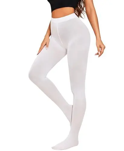 Produktbild: RSLOVE 80 DEN Damen Strumpfhose – Weiche Blickdicht Feinstrumpfhose Elastisch Hochtaillierte Strümpfe Weiß 2XL