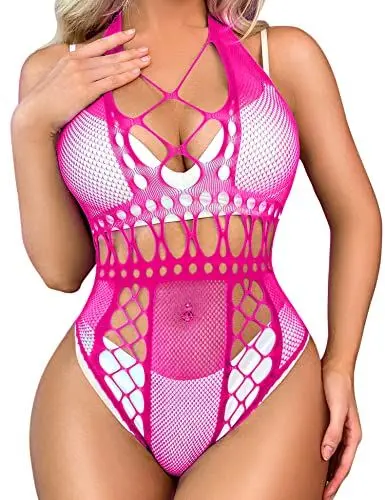Produktbild: RSLOVE Frauen Sexy Dessous Fischnetz Body Netz Strumpfanzug Nachtwäsche Schwarz Einheitsgröße