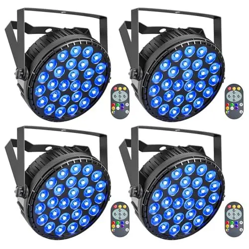 Produktbild: Rtktoup 4PCS 27 x 8W LED Par Scheinwerfer, 216W RGBW LED Bühnenlicht DMX LED Par Strahler mit Fernbedienung 6 Modus Discolicht Partylicht für DJ, Club, Show, Hochzeit, Weihnachten, Halloween