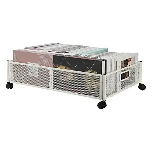 Produktbild: RTYUSWL Unterbett-Aufbewahrung mit Rollen, Unterbett-Aufbewahrungsbehälter, Unterbett-Schuhaufbewahrungs-Organizer, Rollende Metallschublade Unter Dem Bett für Decken, Handtücher, (1PCS)