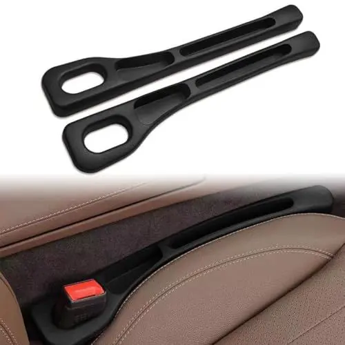 Produktbild: Ruayia Autositz Lückenfüller 2 Stück, Autositz Organizer Aufbewahrungsbox Autositze für Kleinigkeiten Handys Car Seat Gap Filler Universal - Schwarz