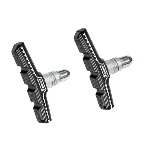 Produktbild: Ruayia Bremsschuhe für V-Brake, 1 Paar Fahrrad Bremsbacken 70mm, Hohe Bremsleistung Bremsschuhe für Seitenzugbremse V-Bremse, 2 Stück Bremsbeläge Bremsschuh Set mit Bolzen - Schwarz und Weiß