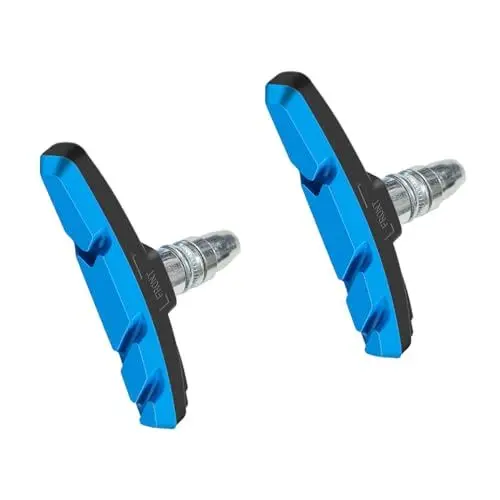 Produktbild: Ruayia Bremsschuhe für V-Brake, 1 Paar Fahrrad Bremsbacken 70mm, Hohe Bremsleistung Bremsschuhe für Seitenzugbremse V-Bremse, 2 Stück Bremsbeläge Bremsschuh Set mit Bolzen - Schwarz und Blau