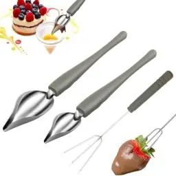 Produktbild: Ruayia Dekorierlöffel Set 3 Stück, Dekolöffel Edelstahl Löffel DIY Werkzeuge Schokoladenlöffel Zuckerguss-Dekor Kuchen Gebäck Dekorieren Bleistift
