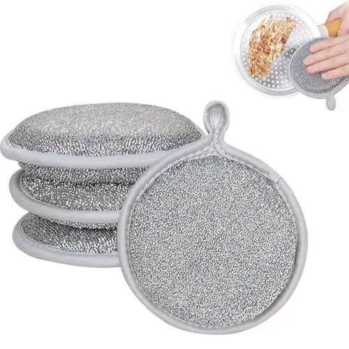 Produktbild: Ruayia Multipurpose Wire Dishwashing Rags, (4 Stück) 2025 Neuestes Draht-Spülschwamm, Nass und Trocken Topfreiniger Putzlappen für Wiederverwendbar Reinigungstücher für Küche, Geschirr, Spüle