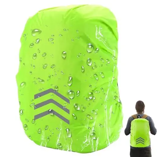 Produktbild: Ruayia Regenschutz für Rucksack mit Reflexstreifen, Wasserdichter Rucksack Regenhülle Regencape, Medium (26-40L) Reflektor Rucksack Cover Wasser Windabweisend Wandern, Camping, Radfahren - Neon Grün-M