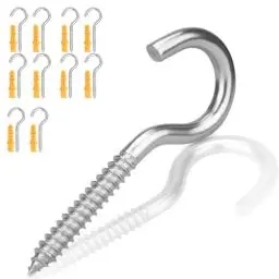 Produktbild: Ruayia Schraubhaken Edelstahl, 10 Stück M4*50mm 304 Edelstahl Selbstschneidend, Ösenschrauben, Deckenhaken, Hakenschraube, Haken zum Schrauben, Einschraubhaken Robuste Becherhaken