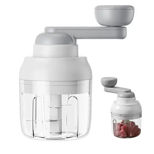Produktbild: Ruayia Zwiebelschneider Manuell, Gemüseschneider Zerkleinerer Manuell mit Edelstahlklingen, Multizerkleinerer mit Deckel, Vegetable Onion Chopper für Gemüse, Obst, Zwiebeln, Nüsse, Knoblauch - Weiß