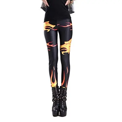 Produktbild: Rubberfashion Glanz Leggings - Animal Print Drachen Leggins - 80er Jahre Outfit Damen und Mädchen Mehrfarbig S/M