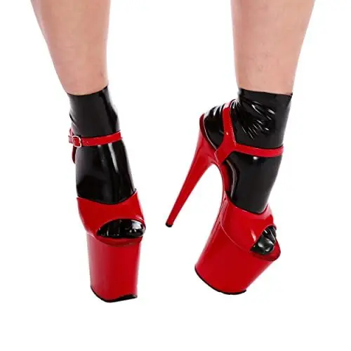 Produktbild: Rubberfashion Latex Zehen Socken kurz - Zehensocken knöchel lang - Latex Strümpfe für Damen und Herren schwarz 0.4mm M