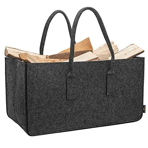 Produktbild: Rubberneck Allzweckfilztasche XXL mit Tragegriffen aus Filz für Holz, Zeitungen, Kaminholz, 61 x 32 x 32 cm (Anthrazit)