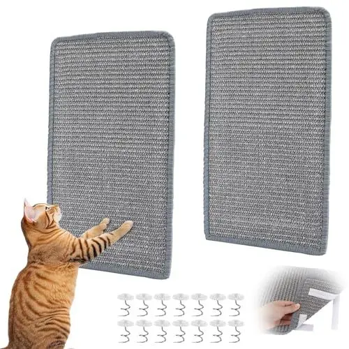 Produktbild: Rubessia 2 Stück Kratzmatte Katze, Katzenkratzbretter Sisal, Kratzbretter Katzen Widerstandsfähig, Kratzpads für Katzen, Katze Kratzschutz, Katzenkratzmatte, für Sofa Möbel Tür Kratzschutz 25×50cm