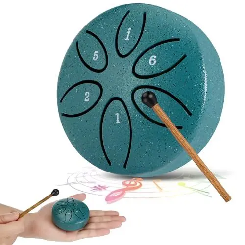 Produktbild: Rubessia Zungentrommel, 3 Zoll Steel Tongue Drum, Hand Pan Drum, 6 Tone Pan Töne Schlaginstrument, Scheibentrommel mit Schlägeln, Einfach zu Lernen, für Anfänger und Kinder, für Meditation, Yoga