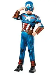Produktbild: Rubie's 640889 9-10 Captain America Kostüm, boys, blau, Einheitsgröße Halloween