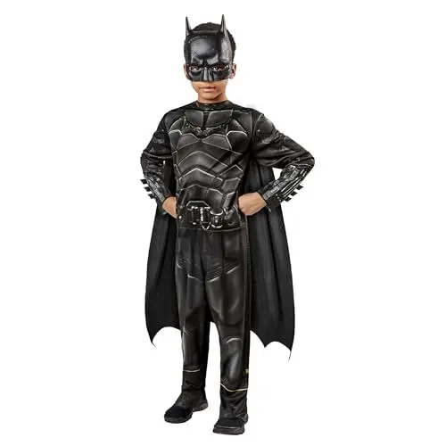 Produktbild: Rubie‘s Offizielles DC The Batman klassisches Kinder-Kostüm, Superhelden-Kostüm für Kinder, Größe L Halloween